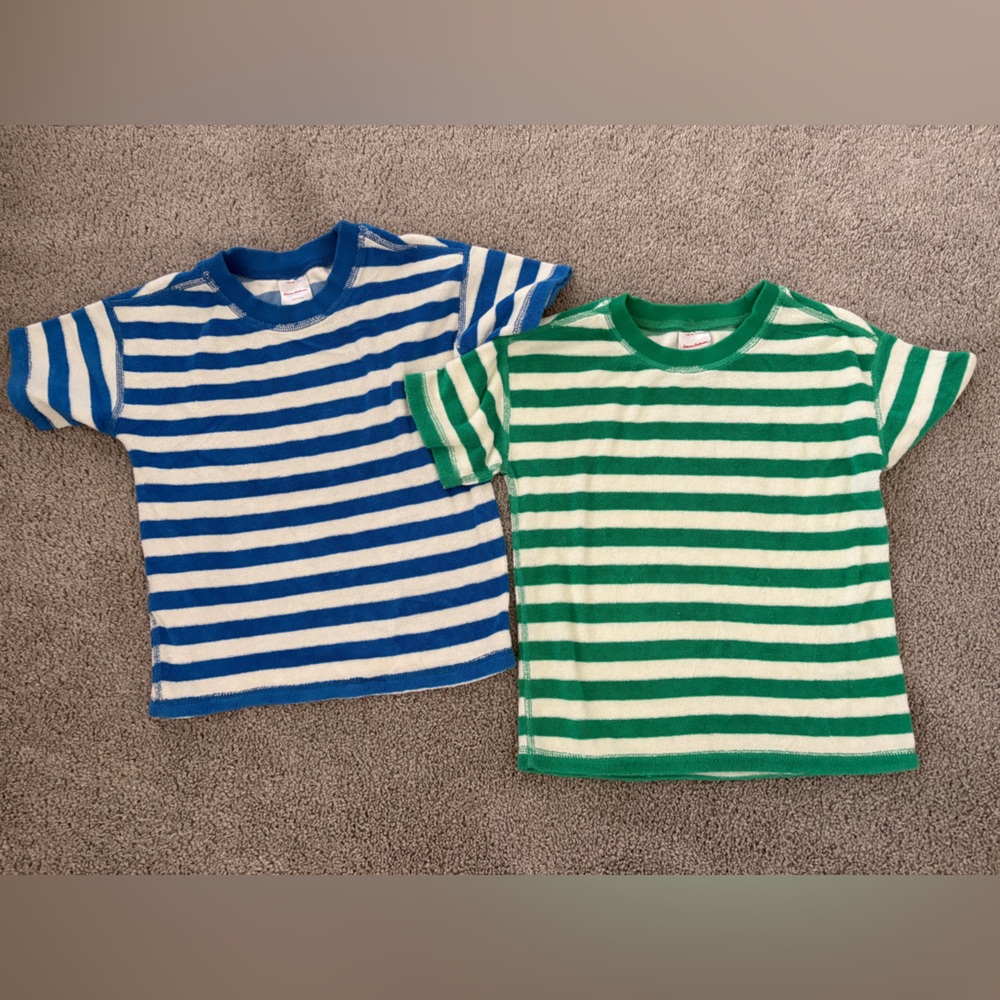 Hanna Andersson terry cloth striped short sleeve shirts size 5 - 110 cm